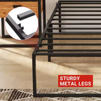 Estructura de cama sin cabecero, estructura de cama de plataforma de metal con almacenamiento debajo de la cama, no necesita somier, fácil de montar, somier de lamas de soporte fuerte