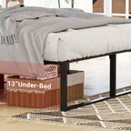 Estructura de cama sin cabecero, estructura de cama de plataforma de metal con almacenamiento debajo de la cama, no necesita somier, fácil de montar, somier de lamas de soporte fuerte