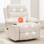 Sillón reclinable elevador con masaje y calor, reclinables eléctricos de gran tamaño, asiento para cine en casa con 2 portavasos laterales, sillón individual reclinable deslizante