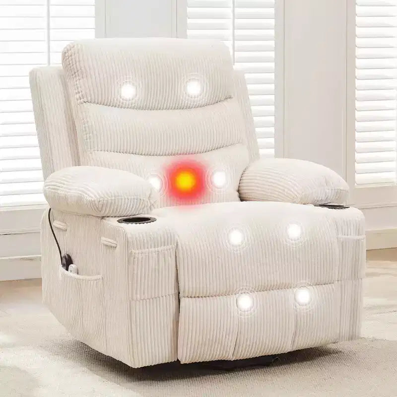 Sillón reclinable elevador con masaje y calor, reclinables eléctricos de gran tamaño, asiento para cine en casa con 2 portavasos laterales, sillón individual reclinable deslizante