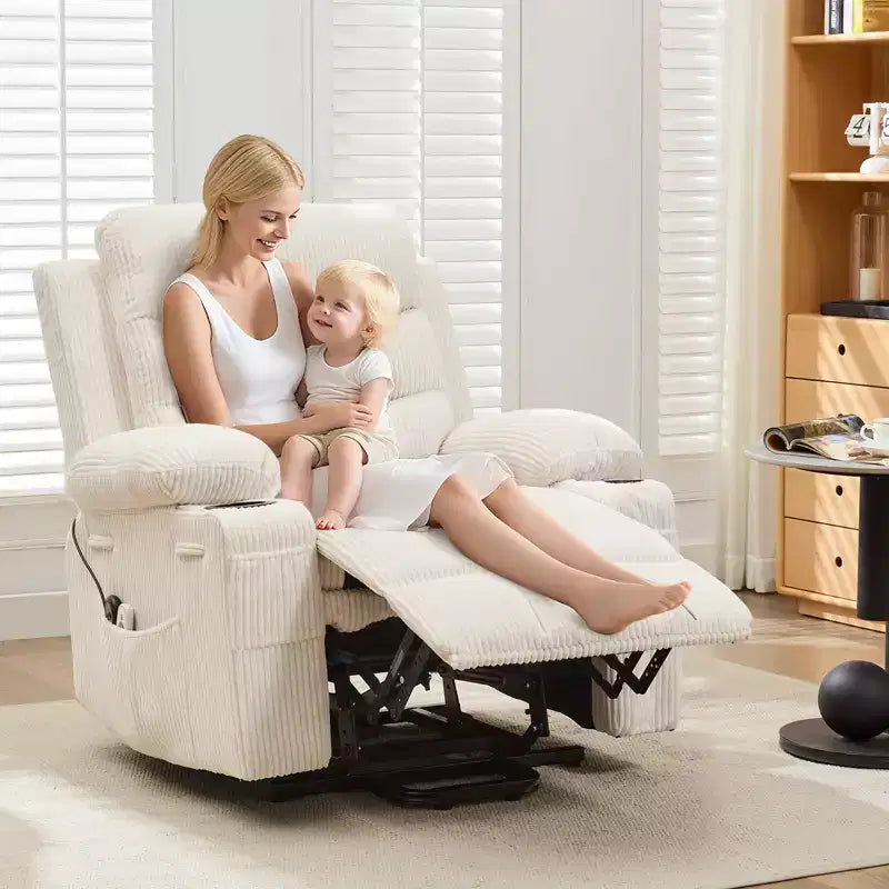Sillón reclinable elevador con masaje y calor, reclinables eléctricos de gran tamaño, asiento para cine en casa con 2 portavasos laterales, sillón individual reclinable deslizante
