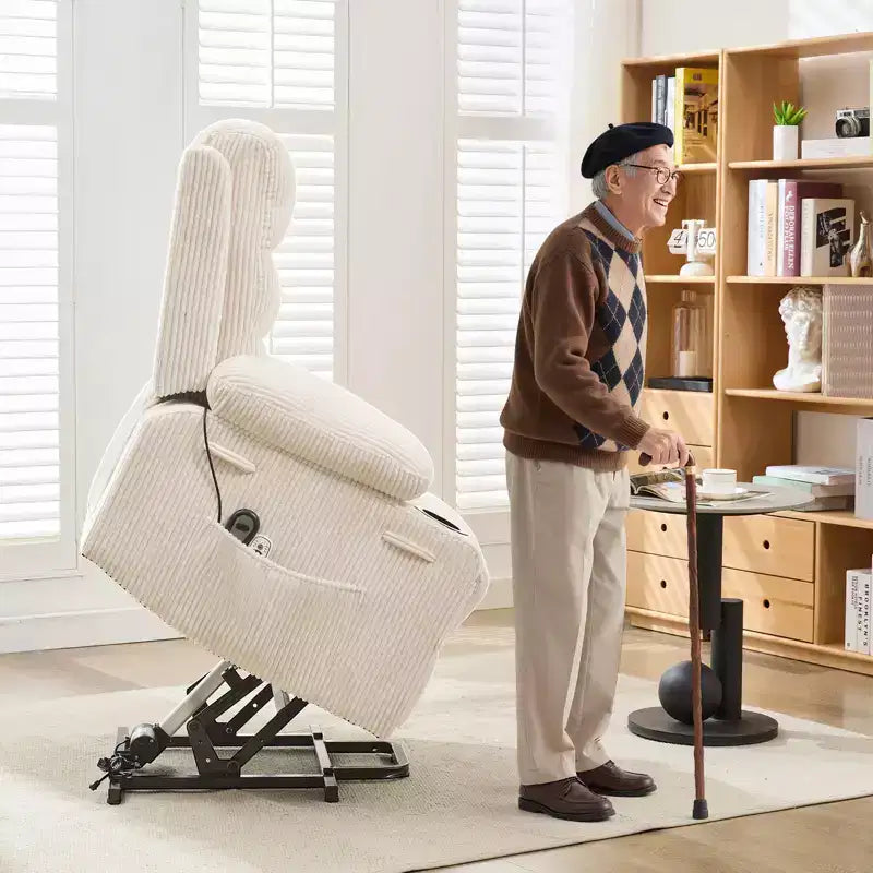 Sillón reclinable elevador con masaje y calor, reclinables eléctricos de gran tamaño, asiento para cine en casa con 2 portavasos laterales, sillón individual reclinable deslizante
