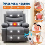 Sillón reclinable elevador con masaje y calor, reclinables eléctricos de gran tamaño, asiento para cine en casa con 2 portavasos laterales, sillón individual reclinable deslizante