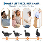Sillón reclinable elevador con masaje y calor, reclinables eléctricos de gran tamaño, asiento para cine en casa con 2 portavasos laterales, sillón individual reclinable deslizante