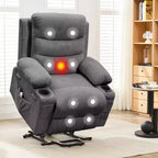 Sillón reclinable elevador con masaje y calor, reclinables eléctricos de gran tamaño, asiento para cine en casa con 2 portavasos laterales, sillón individual reclinable deslizante