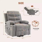 Sillón reclinable elevador con masaje y calor, reclinables eléctricos de gran tamaño, asiento para cine en casa con 2 portavasos laterales, sillón individual reclinable deslizante