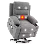 Sillón reclinable elevador con masaje y calor, reclinables eléctricos de gran tamaño, asiento para cine en casa con 2 portavasos laterales, sillón individual reclinable deslizante