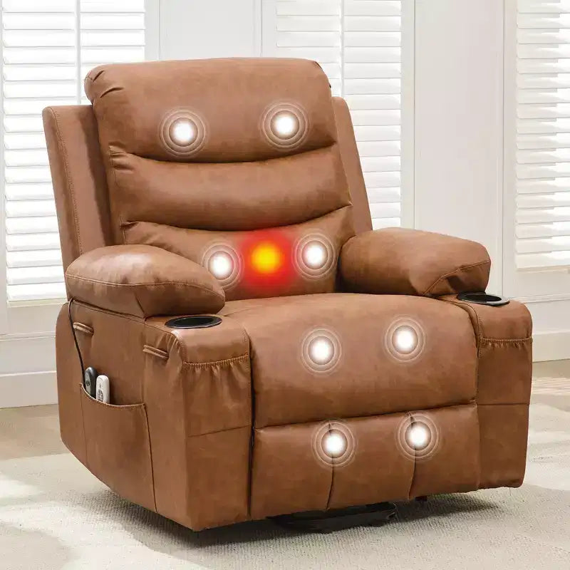 Sillón reclinable elevador con masaje y calor, reclinables eléctricos de gran tamaño, asiento para cine en casa con 2 portavasos laterales, sillón individual reclinable deslizante