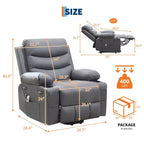 Sillón reclinable elevador con masaje y calor, reclinables eléctricos de gran tamaño, asiento para cine en casa con 2 portavasos laterales, sillón individual reclinable deslizante