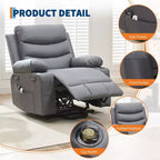 Sillón reclinable elevador con masaje y calor, reclinables eléctricos de gran tamaño, asiento para cine en casa con 2 portavasos laterales, sillón individual reclinable deslizante
