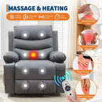 Sillón reclinable elevador con masaje y calor, reclinables eléctricos de gran tamaño, asiento para cine en casa con 2 portavasos laterales, sillón individual reclinable deslizante