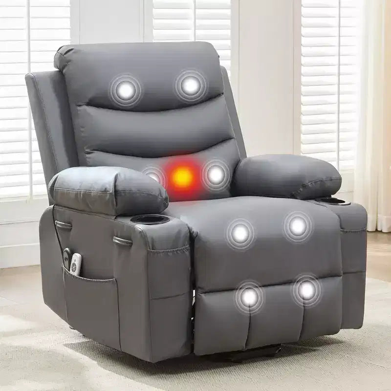 Sillón reclinable elevador con masaje y calor, reclinables eléctricos de gran tamaño, asiento para cine en casa con 2 portavasos laterales, sillón individual reclinable deslizante