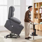 Sillón reclinable elevador con masaje y calor, reclinables eléctricos de gran tamaño, asiento para cine en casa con 2 portavasos laterales, sillón individual reclinable deslizante