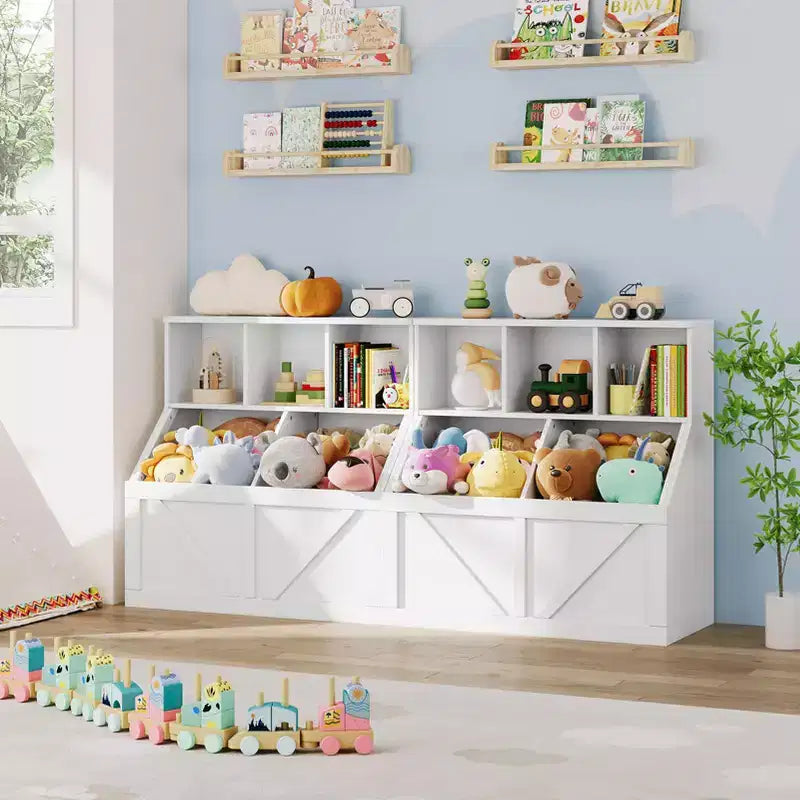 Organizador de almacenamiento de juguetes para niños, estantería y almacenamiento de juguetes para niños, organizador de juguetes de estantería para niños pequeños para habitaciones de niños, sala de juegos, dormitorio, guardería