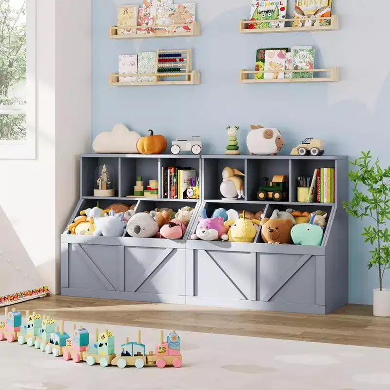 Organizador de almacenamiento de juguetes para niños, estantería y almacenamiento de juguetes para niños, organizador de juguetes de estantería para niños pequeños para habitaciones de niños, sala de juegos, dormitorio, guardería