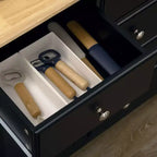 Aparador tipo bufé con cajones de almacenamiento, encimera de madera de caucho y estantes ajustables, gabinete de cocina, gabinete de barra de café