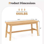 Costway Banco de Comedor de Bambú de 39.5" con Asiento de Ratán Tejido a Mano, Banco de Entrada de Madera