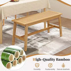 Costway Banco de Comedor de Bambú de 39.5" con Asiento de Ratán Tejido a Mano, Banco de Entrada de Madera