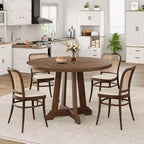 Mesa de comedor redonda COZONY de 47 pulgadas para 4 personas, mesa de cocina con pedestal de madera, base resistente y tapa de 4 secciones, mesa de comedor estilo rústico para salón