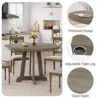 Mesa de comedor redonda COZONY de 47 pulgadas para 4 personas, mesa de cocina con pedestal de madera, base resistente y tapa de 4 secciones, mesa de comedor estilo rústico para salón