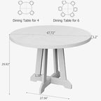 Mesa de comedor redonda COZONY de 47 pulgadas para 4 personas, mesa de cocina con pedestal de madera, base resistente y tapa de 4 secciones, mesa de comedor estilo rústico para salón