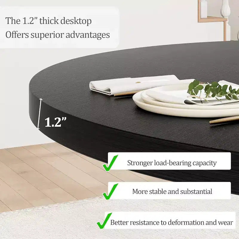 Mesa de comedor redonda COZONY de 47 pulgadas para 4 personas, mesa de cocina con pedestal de madera, base resistente y tapa de 4 secciones, mesa de comedor estilo rústico para salón