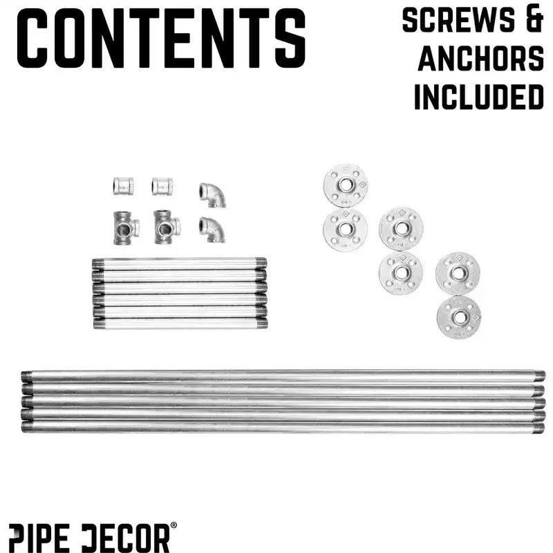 Pipe Decor 41 pulg. Perchero galvanizado de pared, sencillo