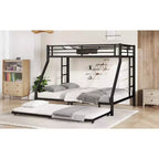 Litera de metal Bellemave Twin XL sobre Queen con nido, estructura de triple cama resistente, escaleras y barandillas, sin ruido, negro