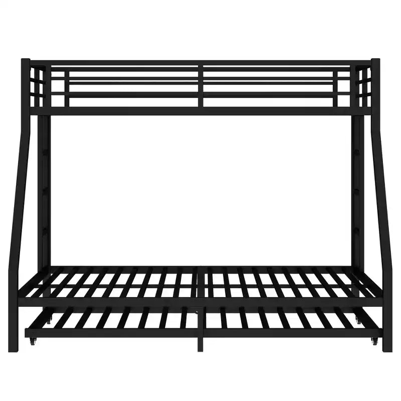 Litera de metal Bellemave Twin XL sobre Queen con nido, estructura de triple cama resistente, escaleras y barandillas, sin ruido, negro