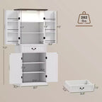 Armario de despensa de cocina con 71 LED, gabinete de almacenamiento estilo casa de campo con estantes en la puerta