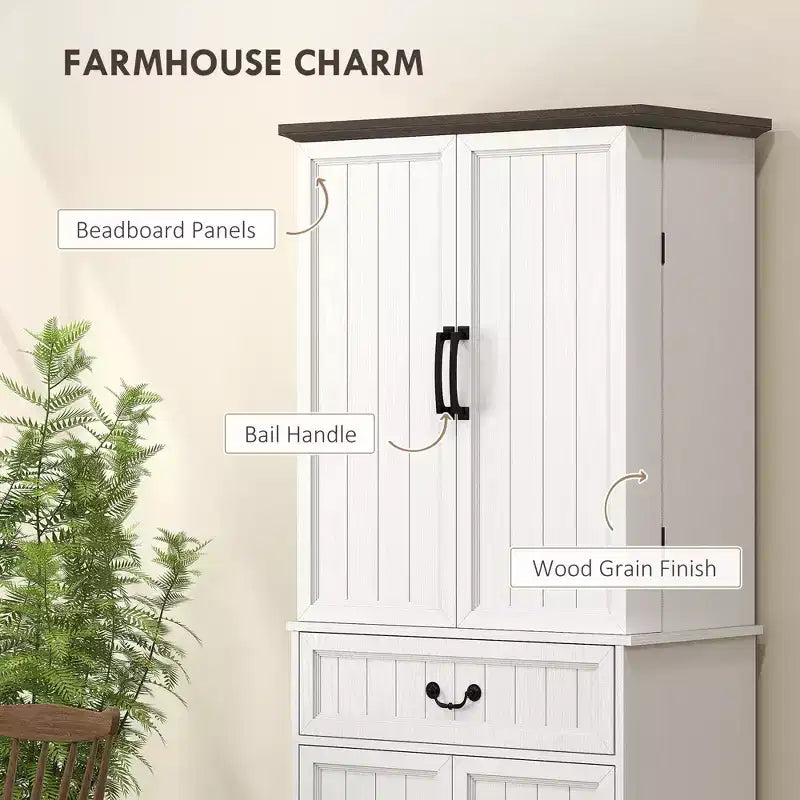 Armario de despensa de cocina con 71 LED, gabinete de almacenamiento estilo casa de campo con estantes en la puerta