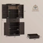 Armario de despensa de cocina con 71 LED, gabinete de almacenamiento estilo casa de campo con estantes en la puerta