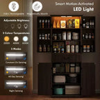 Armario de despensa de cocina con 71 LED, gabinete de almacenamiento estilo casa de campo con estantes en la puerta