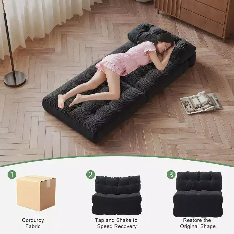 Sofá Cama Plegable, Sofá Cama Futón, Sillón Cama Convertible Futón, Almohada Colchón Plegable con Soporte Lumbar, Sofá Plegable Portátil, Individual