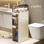 Mueble de almacenamiento de baño estrecho de 4 niveles, gabinete de baño angosto con cajones y caja de pañuelos, caja de almacenamiento delgada de plástico impermeable para espacios estrechos en la cocina