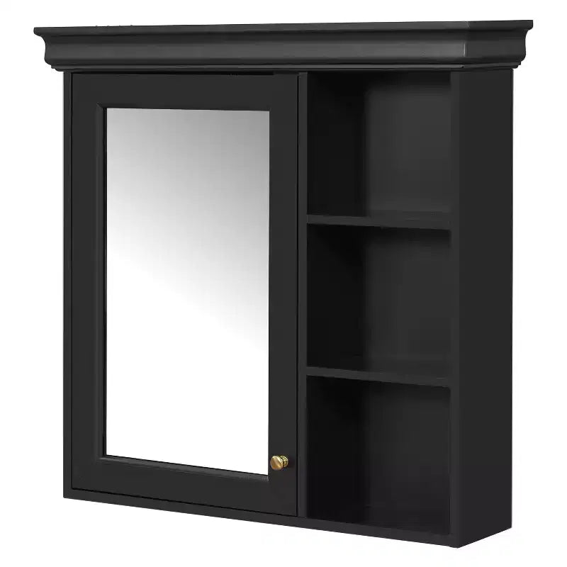 Botiquín rectangular FAMYYT de 76 cm de ancho x 71 cm de alto de MDF con espejo, estante ajustable, bisagras de cierre suave, estantes abiertos