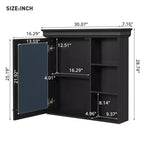 Botiquín rectangular FAMYYT de 76 cm de ancho x 71 cm de alto de MDF con espejo, estante ajustable, bisagras de cierre suave, estantes abiertos