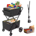 GDFStudio Salta 2-Tier Foldable Shopping Cart with Removable Baskets and 360 Swivel Wheels