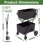 GDFStudio Salta - Carrito de compras plegable de 2 niveles con cestas extraíbles y ruedas giratorias 360