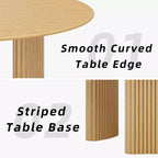 PexFix Mesa de Comedor Redonda Moderna de 60" con Patas Cilíndricas Rayadas, Mesa de Cocina de Madera Maciza con Almohadillas Antirrayas para Comedor y Barra de Cocina en Natural