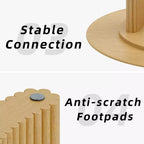 PexFix Mesa de Comedor Redonda Moderna de 60" con Patas Cilíndricas Rayadas, Mesa de Cocina de Madera Maciza con Almohadillas Antirrayas para Comedor y Barra de Cocina en Natural