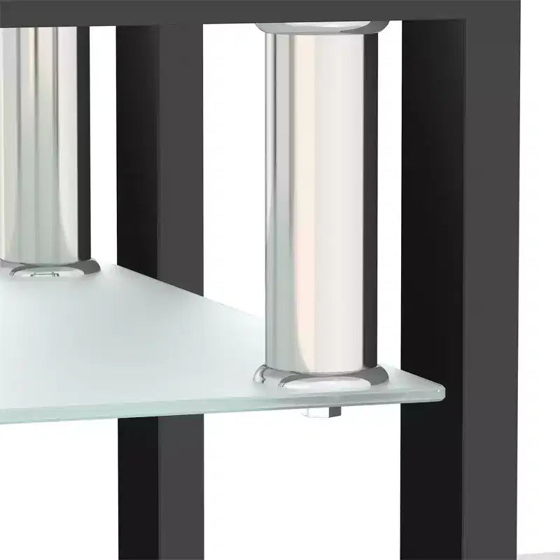 Mesa de centro cuadrada de cristal de 2 niveles con estante de almacenamiento, mesa de té moderna para sala de estar u oficina