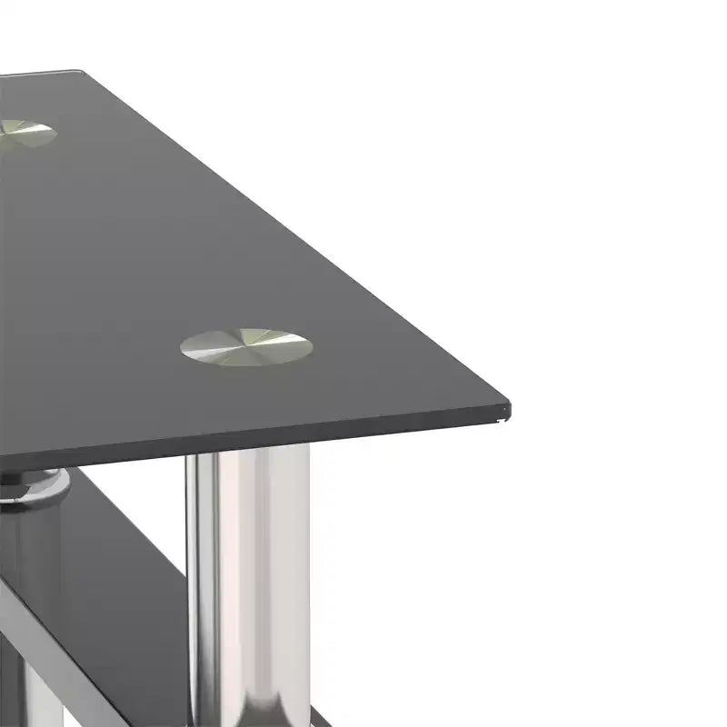 Mesa de centro cuadrada de cristal de 2 niveles con estante de almacenamiento, mesa de té moderna para sala de estar u oficina
