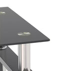 Mesa de centro cuadrada de cristal de 2 niveles con estante de almacenamiento, mesa de té moderna para sala de estar u oficina