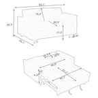 MAYEERTY Sofá cama moderno de terciopelo de dos plazas con almohadas y bolsillos para sala de estar o dormitorio, color gris