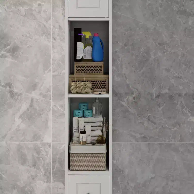 Mueble Alto y Delgado de Almacenamiento para Baño GDFStudio Fayette con Cajón y Estantes Ajustables