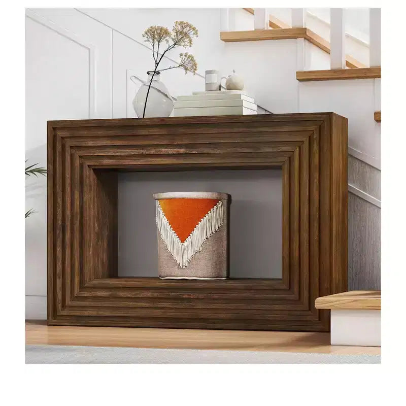 Mesa de centro Farmhouse de 47.2 pulgadas con almacenamiento abierto para recibidor, sofá, dormitorio, decoración del hogar, nogal