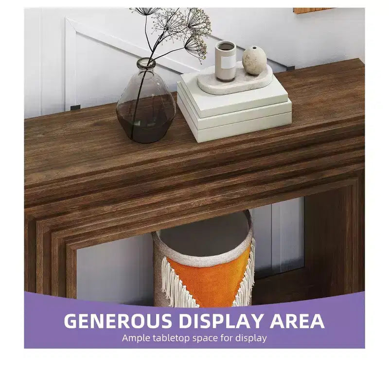 Mesa de centro Farmhouse de 47.2 pulgadas con almacenamiento abierto para recibidor, sofá, dormitorio, decoración del hogar, nogal