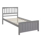 Cama de plataforma de madera maciza tamaño individual, base de cama de madera individual con cabecero para dormitorio