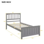Cama de plataforma de madera maciza tamaño individual, base de cama de madera individual con cabecero para dormitorio